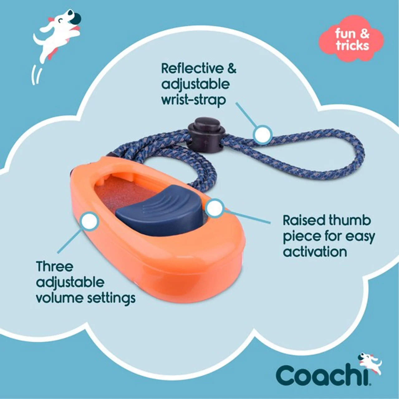 Company of Animals Coachi Multi-Clicker Coral & Navy - Image 3