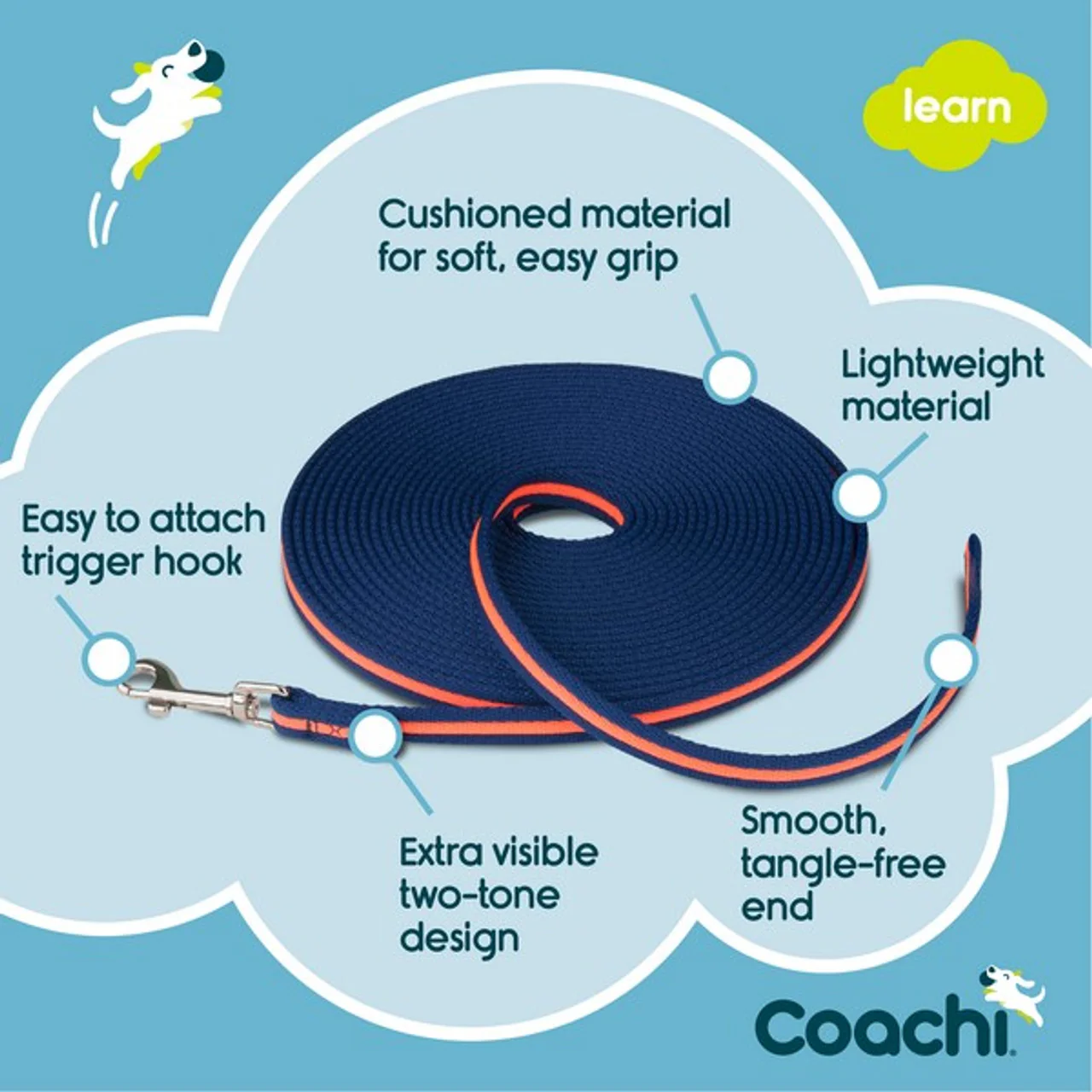 Company of Animals Coachi Training Line Navy & Coral 10m - Image 3