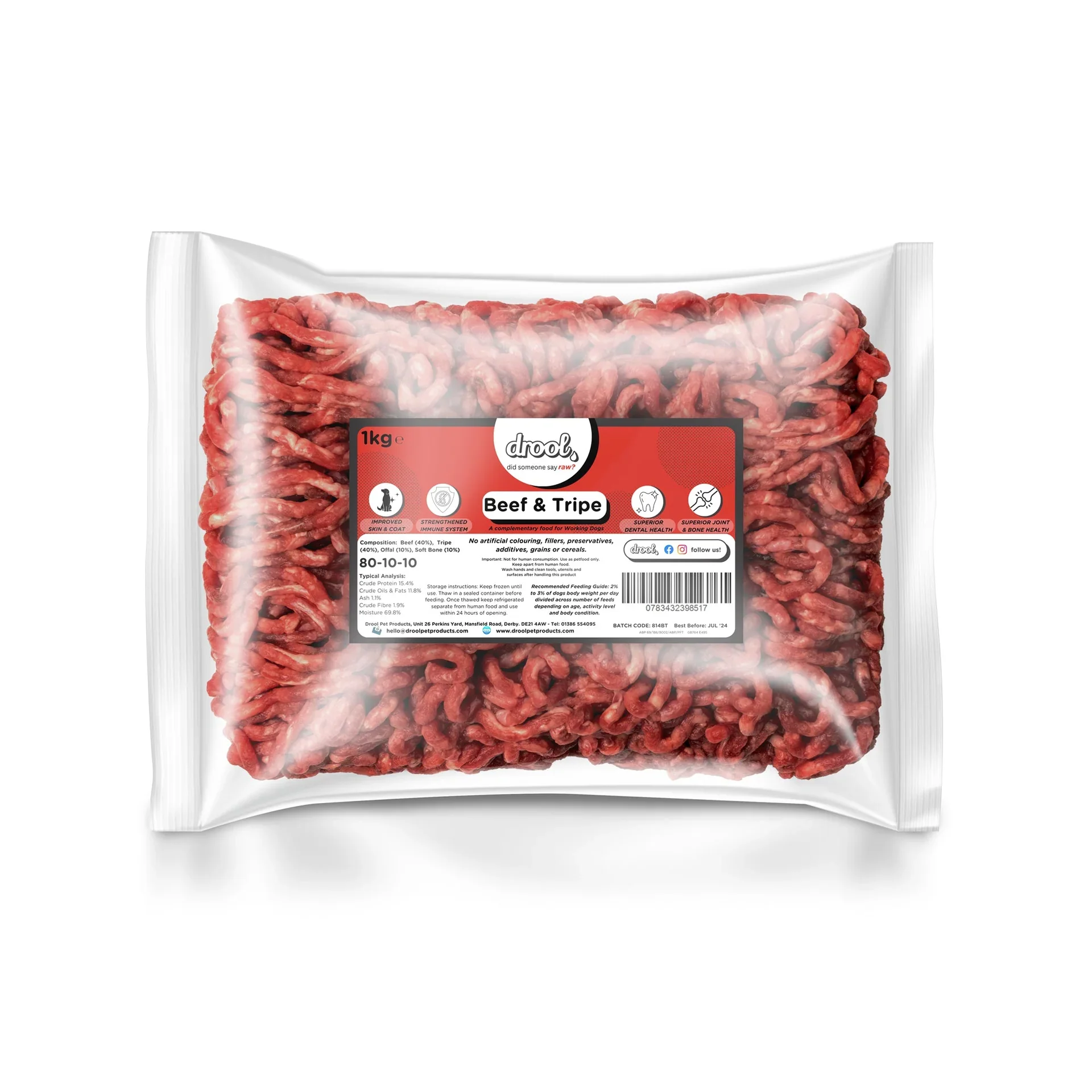 Drool Beef & Tripe Free Flow Mince 1kg