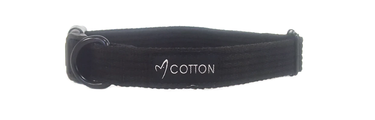 Gor Pets Cotton Adjustable Dog Collar Medium - Black