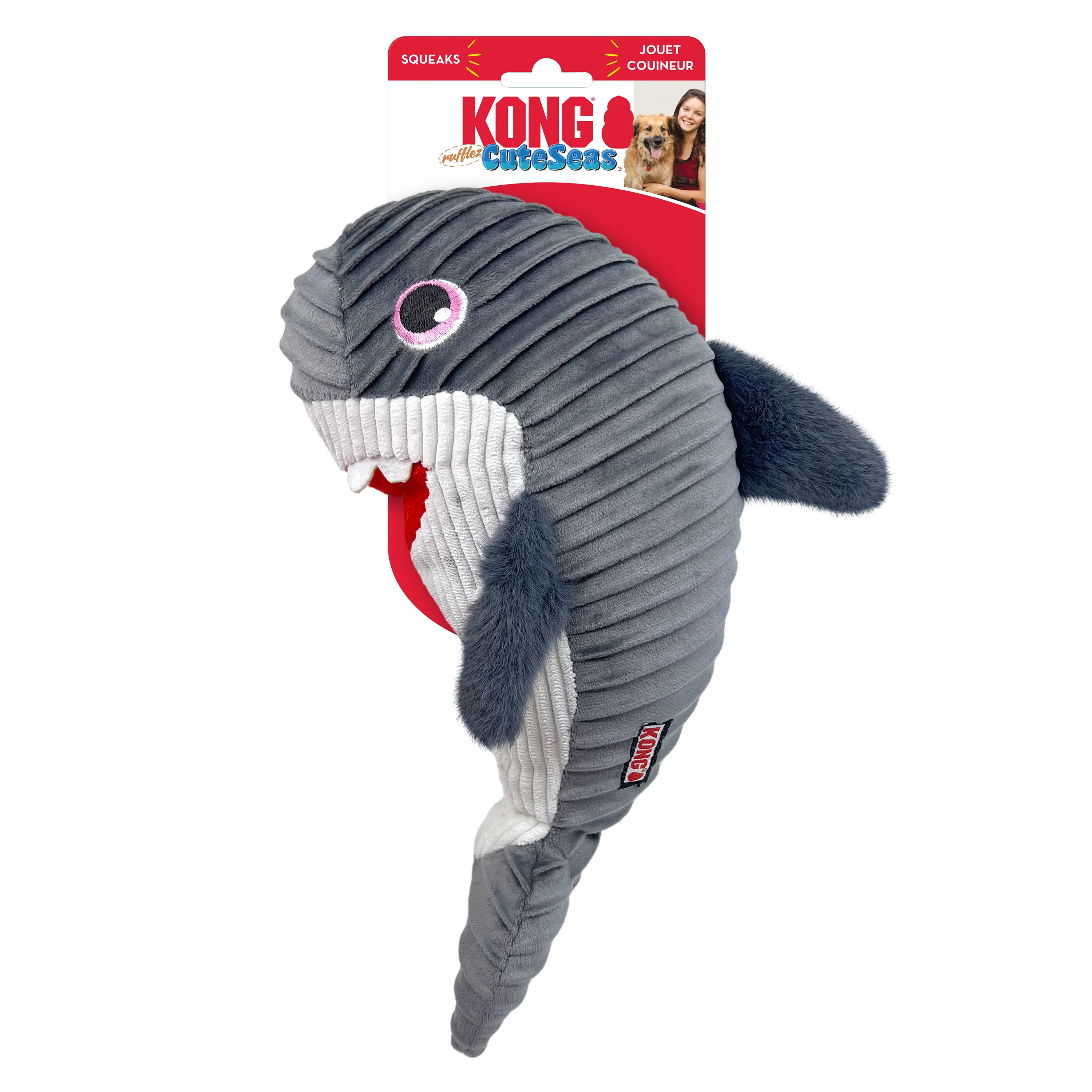 KONG Cuteseas Rufflez Shark Plush Dog Toy Medium/Large