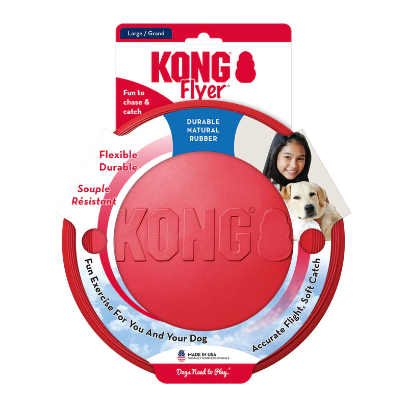 KONG Flyer Durable Flying Disc Dog Toy - Large Red (24cm)