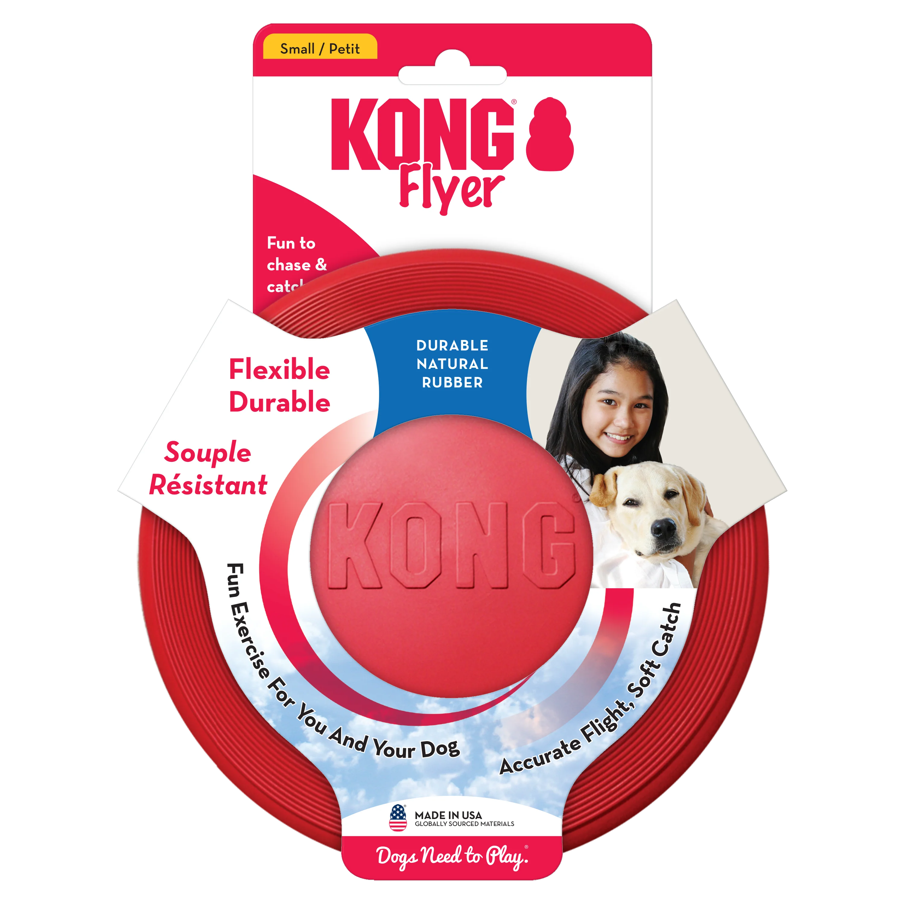 KONG Flyer Durable Flying Disc Dog Toy - Small Red (17.5cm)