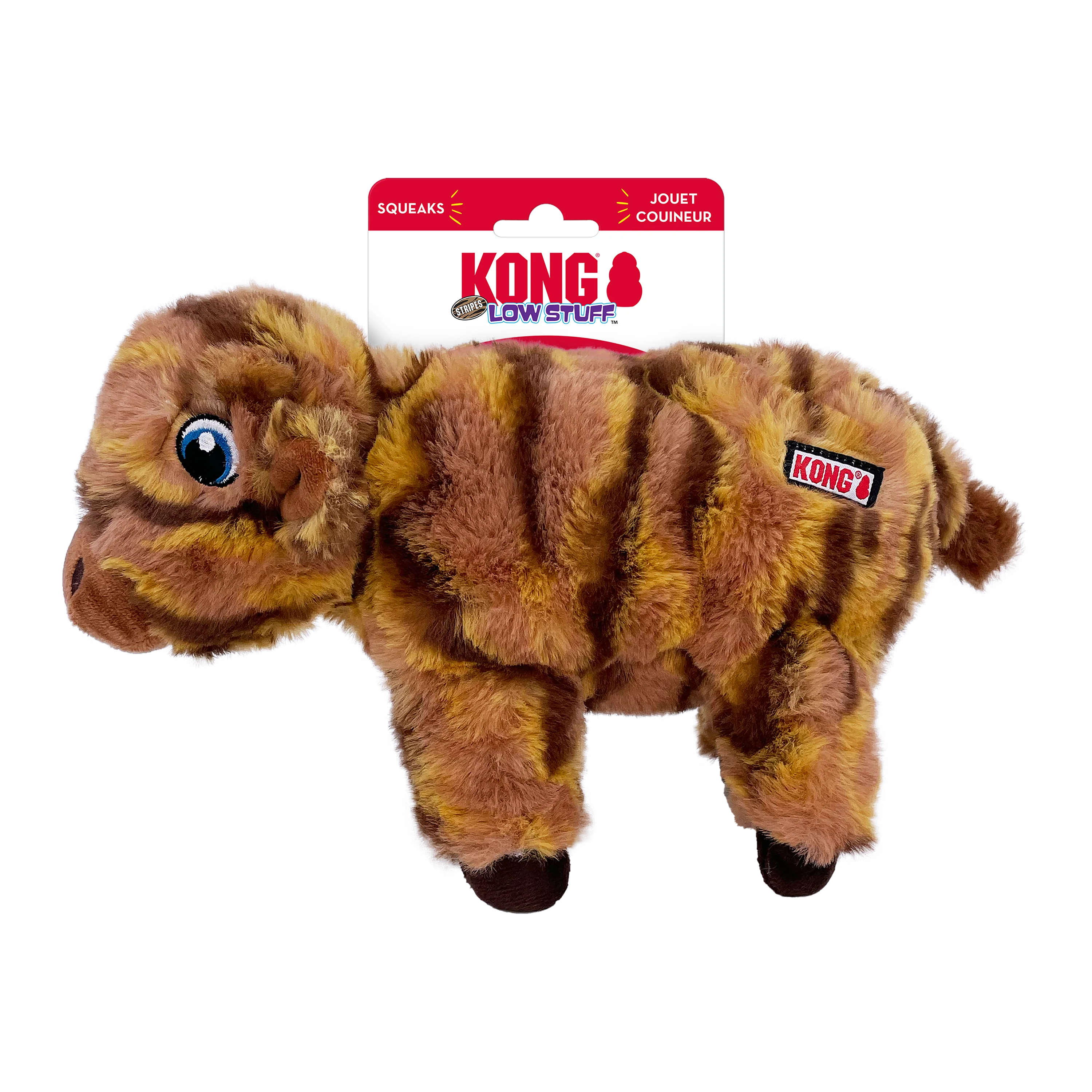 KONG Low Stuff Stripes Cow Squeaky Dog Toy Medium