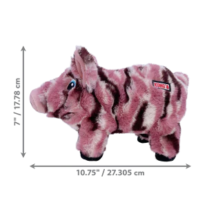 KONG Low Stuff Stripes Pig Squeaky Plush Dog Toy - Medium - Image 2