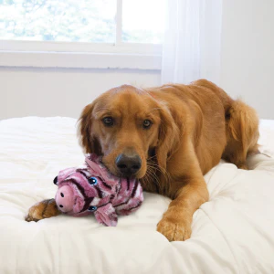 KONG Low Stuff Stripes Pig Squeaky Plush Dog Toy - Medium - Image 3