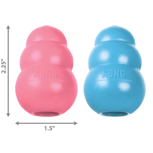 KONG Puppy Durable Chew Dog Toy - X-Small Blue/Pink (5.5cm) - Image 2