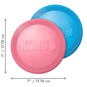 KONG Puppy Durable Flying Disc Dog Toy - Small Blue/Pink (17.5cm) - Image 2