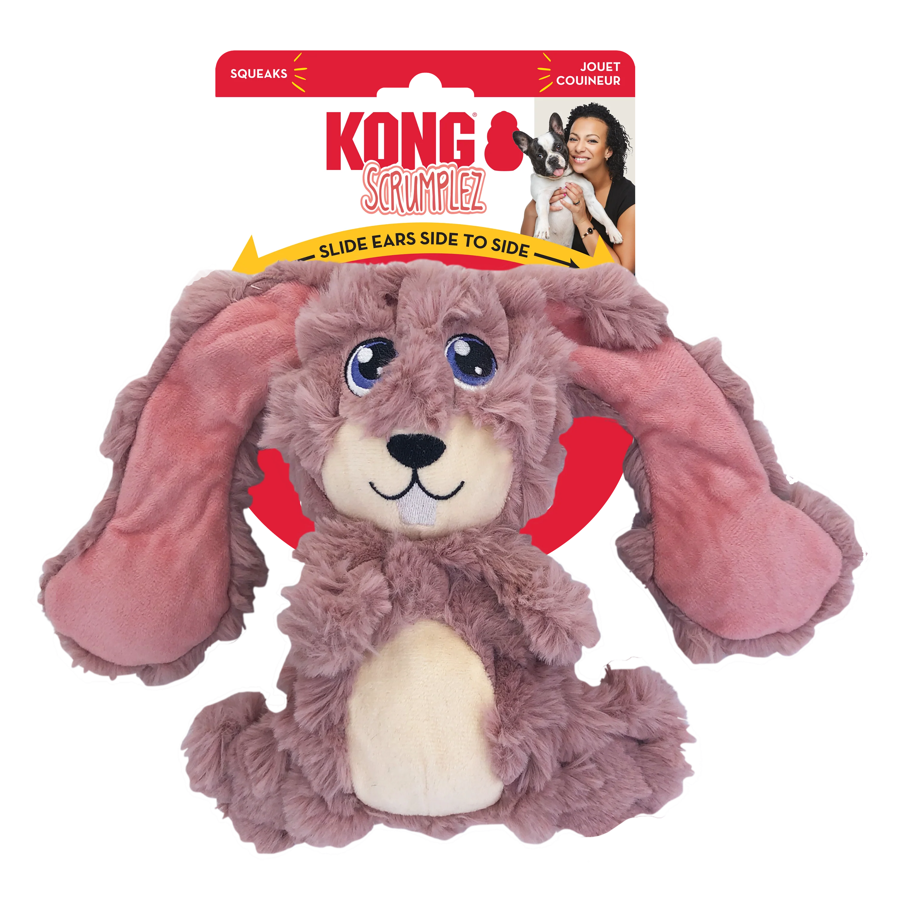 KONG Scrumplez Bunny Squeaky Plush Dog Toy - Medium
