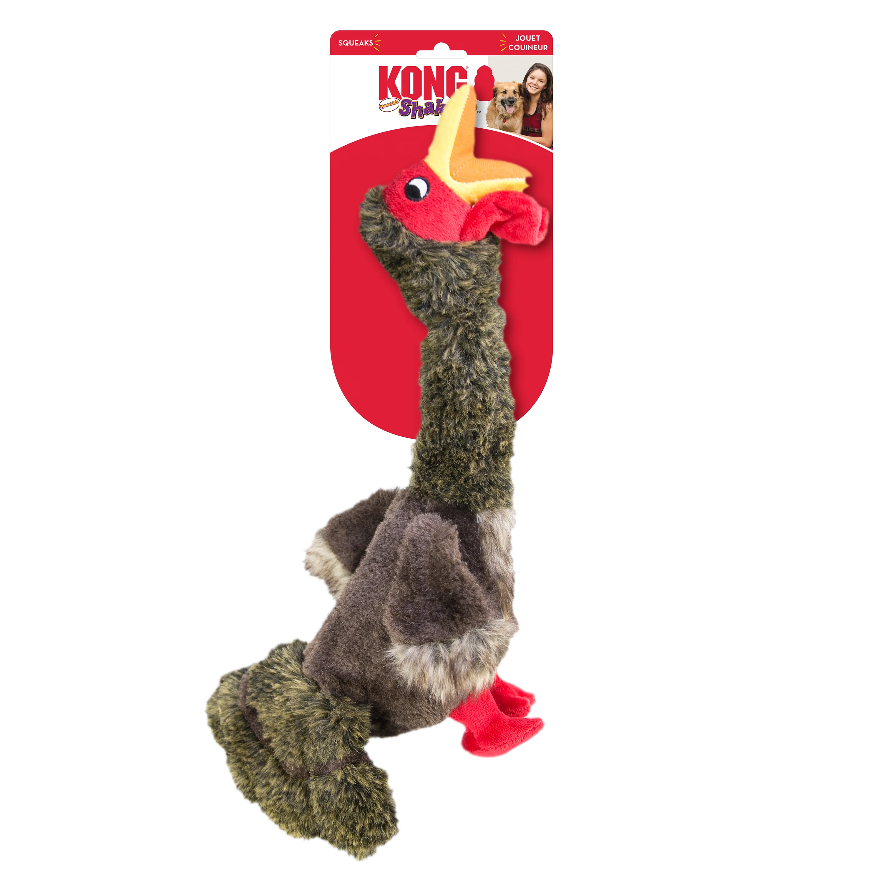 KONG Shakers Honkers Turkey Squeaky Tug Dog Toy - Large