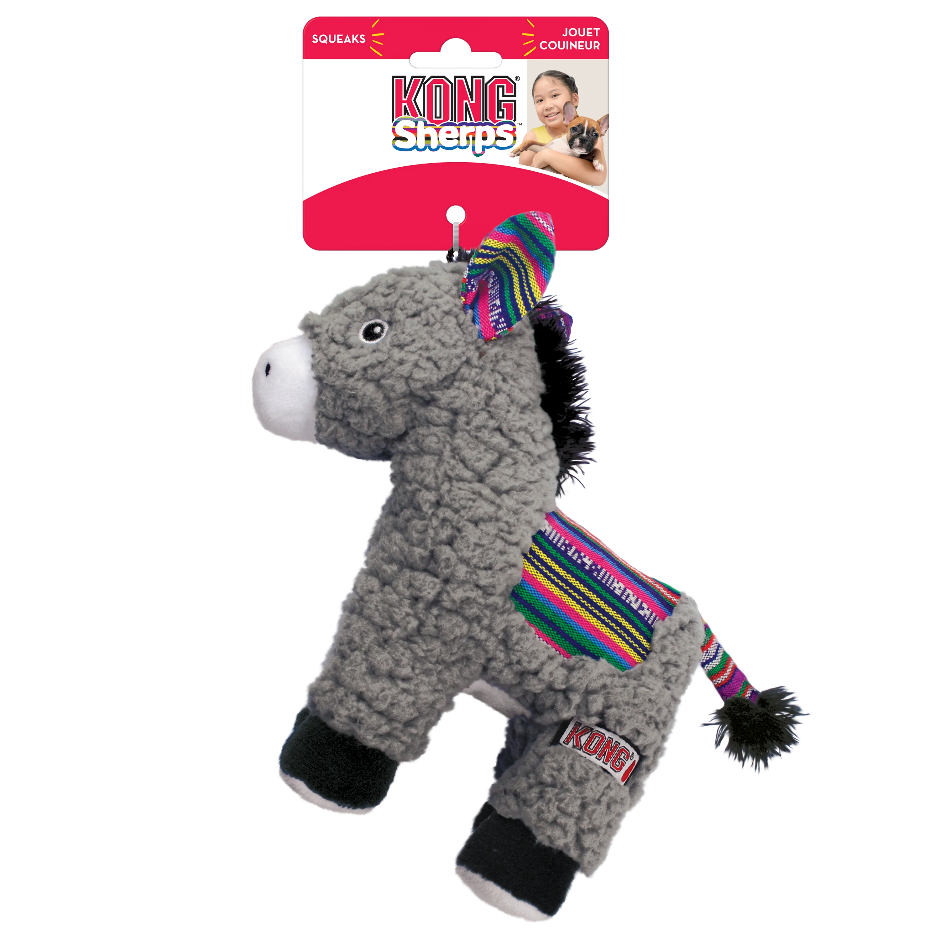 KONG Sherps Donkey Squeaky Plush Dog Toy - Medium