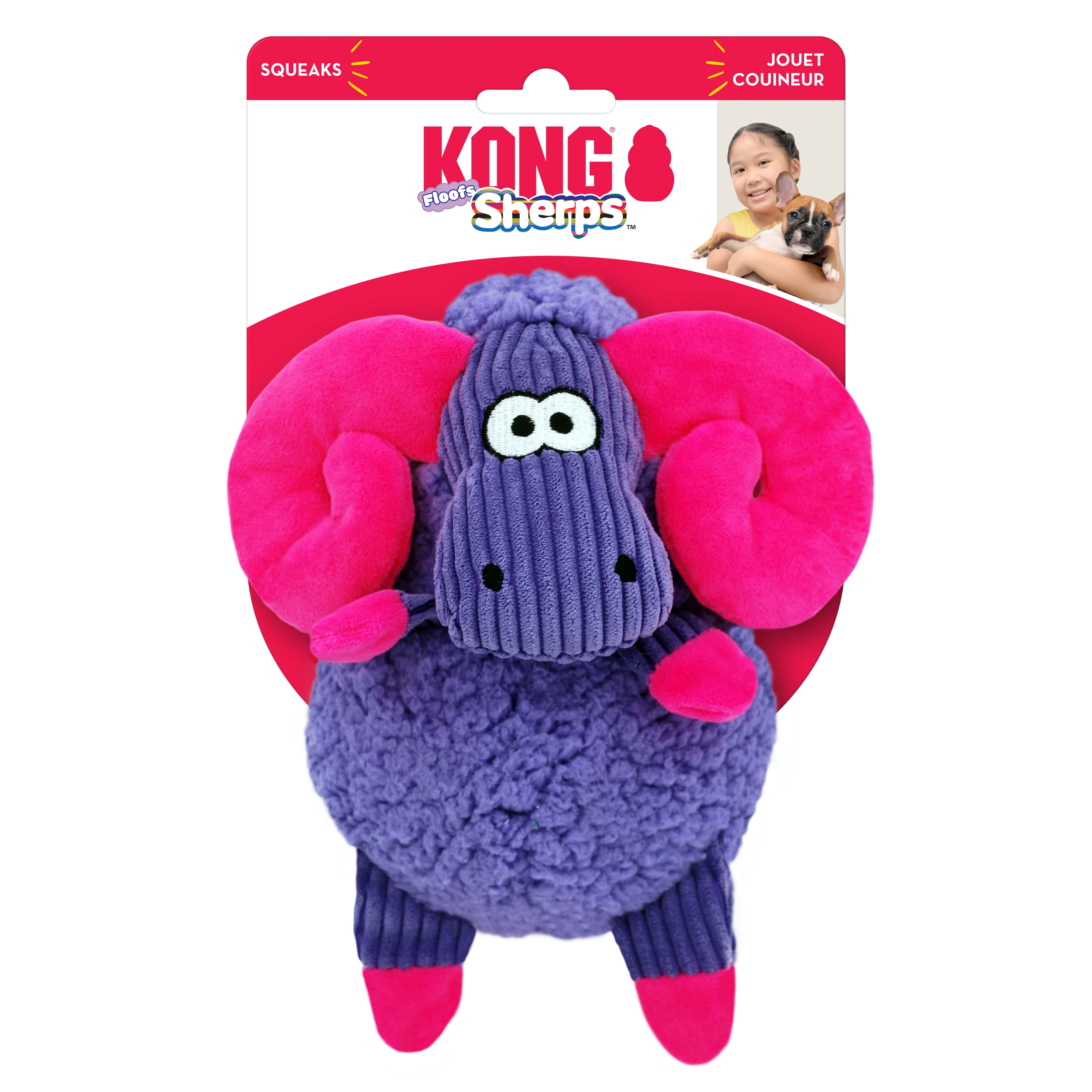 KONG Sherps Floofs Big Horn Squeaky Plush Dog Toy - Medium