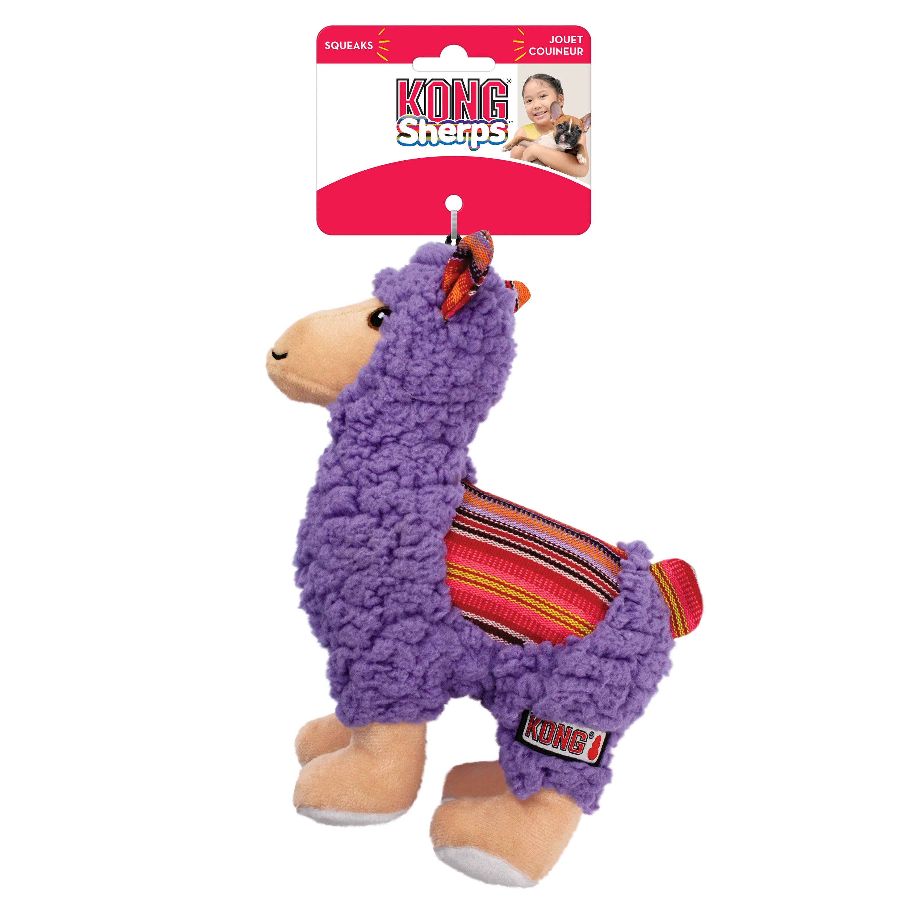 KONG Sherps Llama Squeaky Plush Dog Toy - Medium