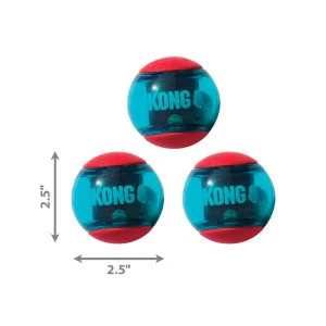 KONG Squeezz Action Squeaky Fetch Dog Toy - Medium Red 3-Pack - Image 2