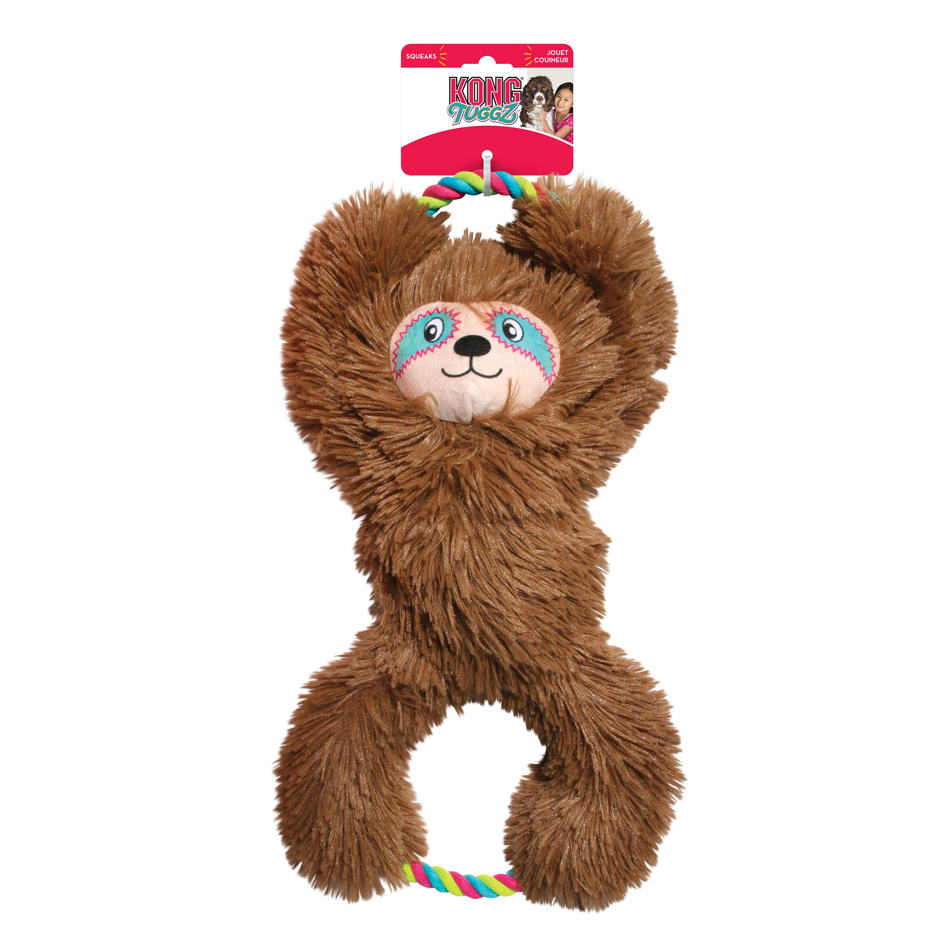 KONG Tuggz Sloth Squeaky Tug Plush Dog Toy - X-Large