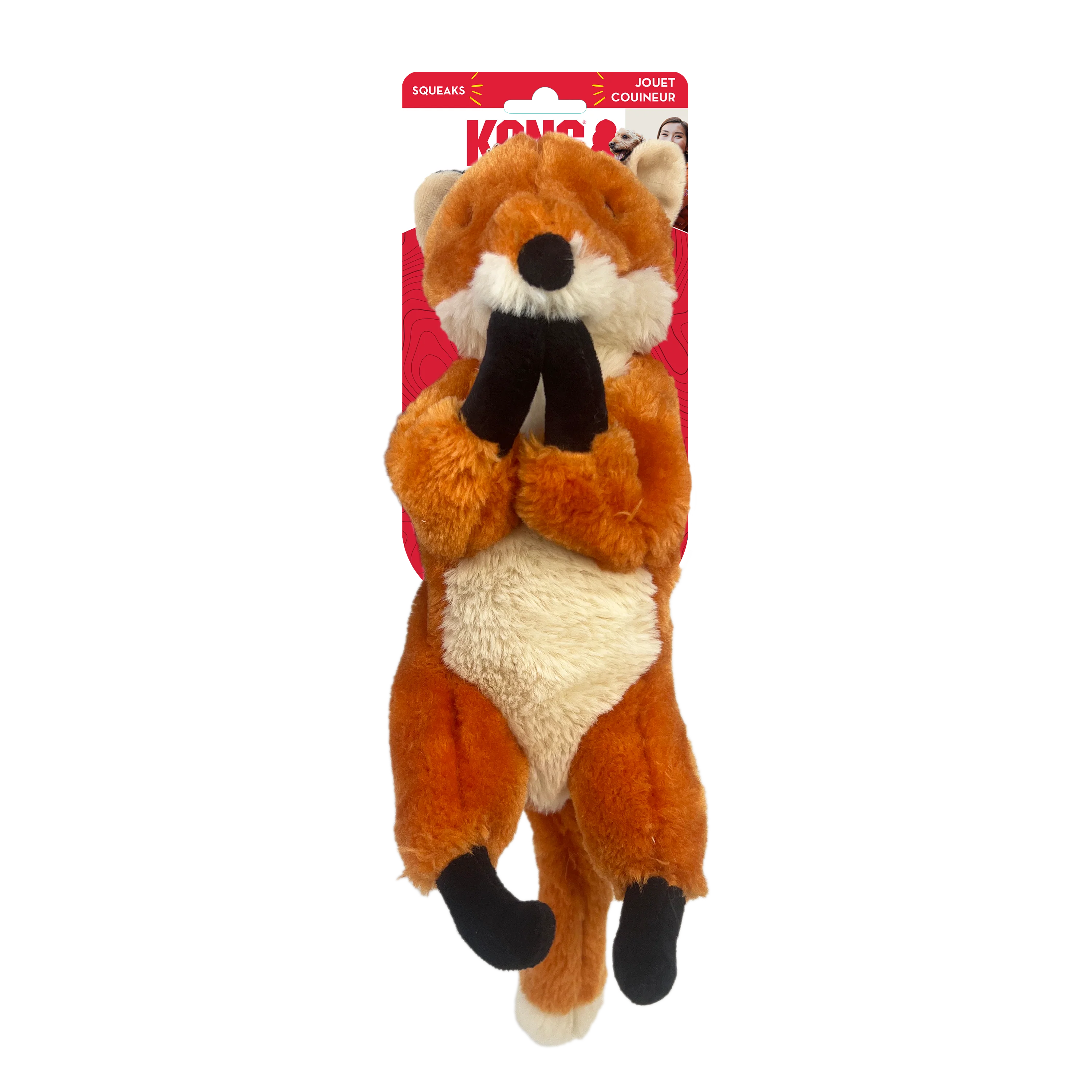 KONG Wild Low Stuff Fox Squeaky Plush Dog Toy - Medium