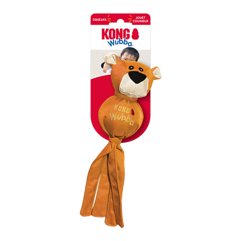 KONG Wubba Ballistic Friend Durable Squeaky Tug Dog Toy - Small Assorted (21cm)