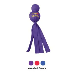 KONG Wubba Durable Squeaky Tug Dog Toy - Small Red/Blue/Purple (21cm) - Image 3