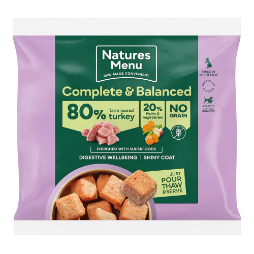 Natures Menu 80/20 Complete & Balanced Frozen Nuggets - Turkey With Superfoods 1kg