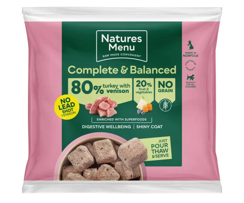Natures Menu 80/20 Complete & Balanced Frozen Nuggets - Turkey With Venison 1kg