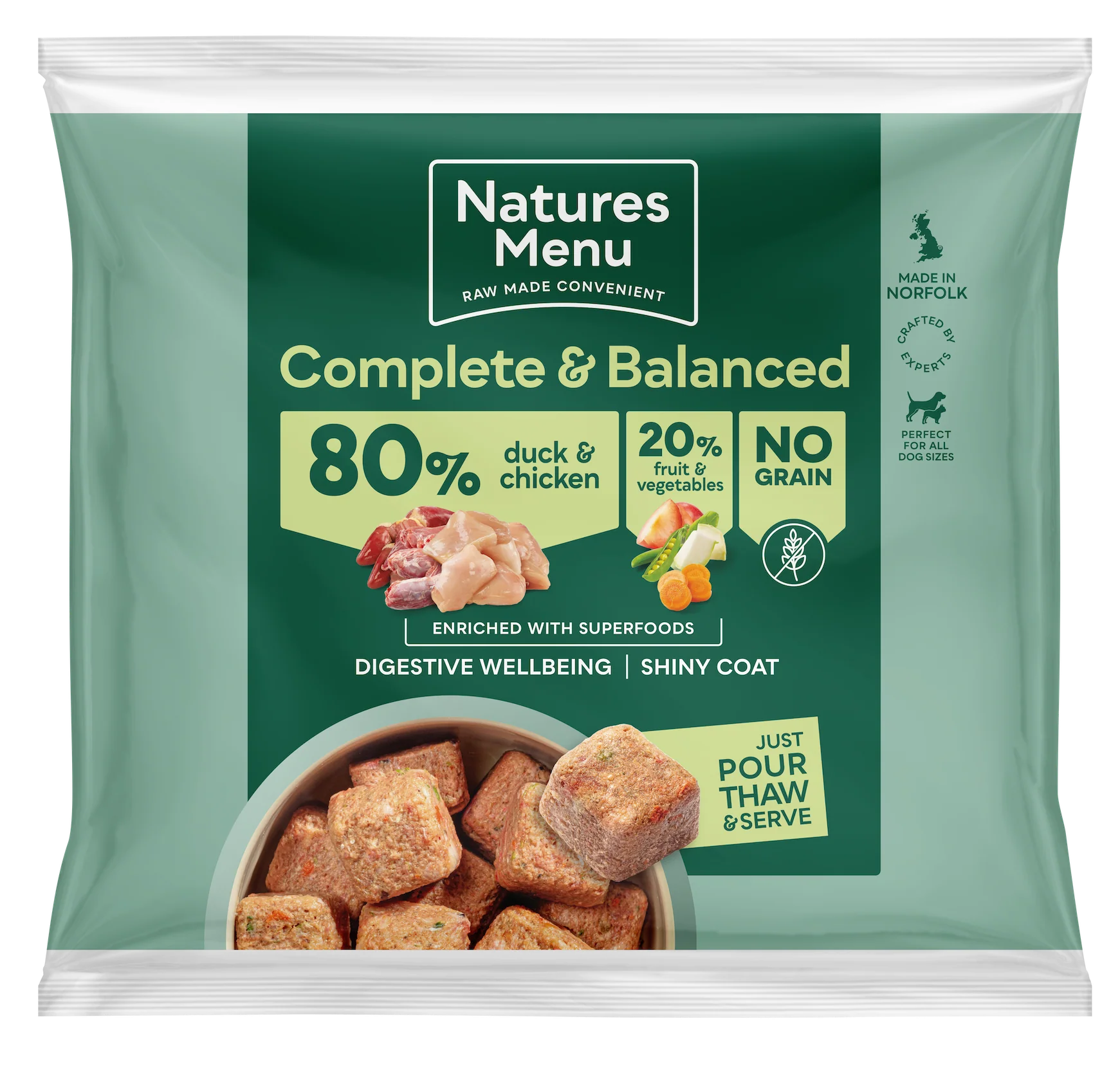 Natures Menu Complete & Balanced 80/20 Nuggets Duck & Chicken 1kg
