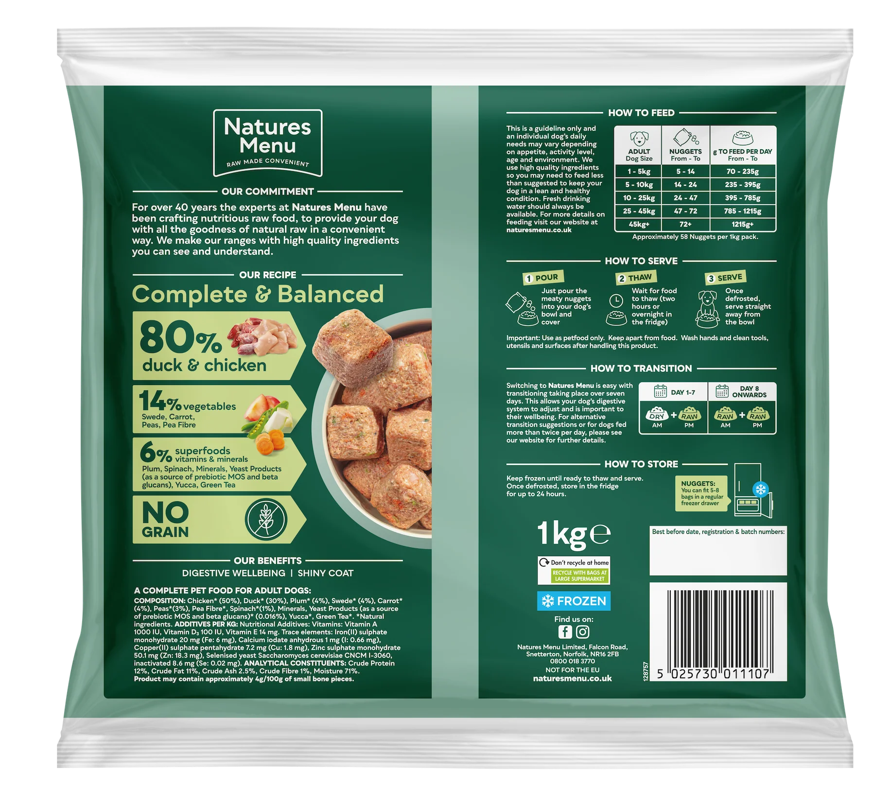 Natures Menu Complete & Balanced 80/20 Nuggets Duck & Chicken 1kg - Image 2