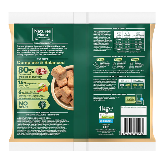 Natures Menu Complete & Balanced 80/20 Nuggets Turkey & Goose 1kg - Image 2