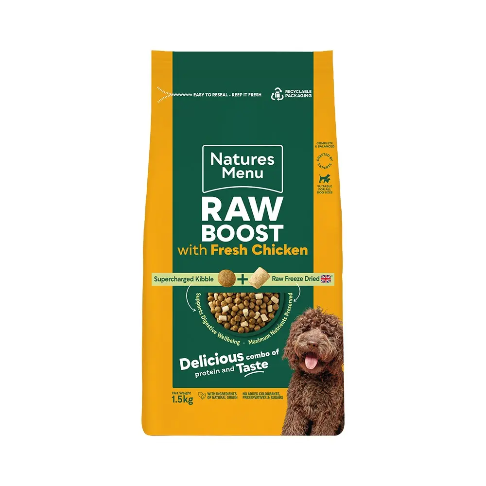 Natures Menu Raw Boost with Fresh Chicken Dry Adult Dog Food 1.5kg