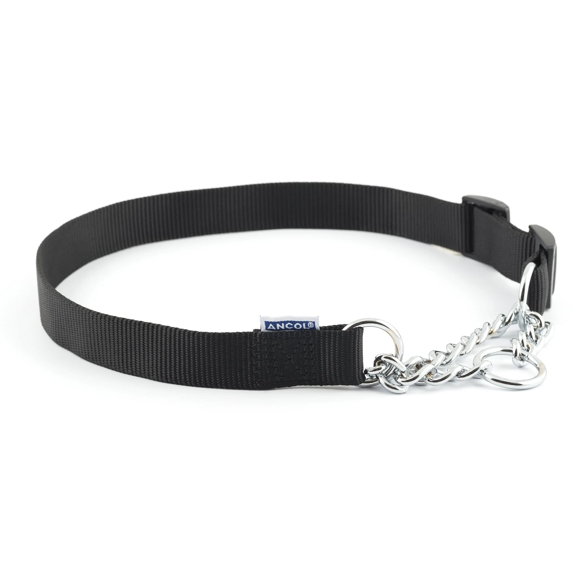 Ancol Nylon Check Chain Collar Black Size 2-4